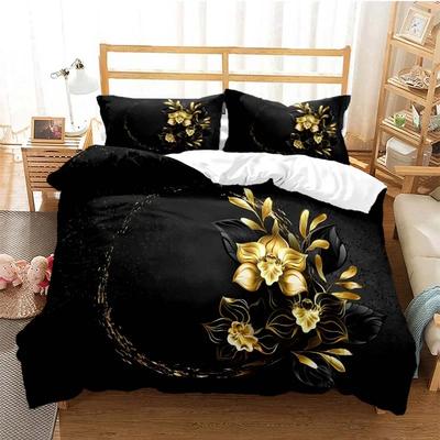 Klassische Bettbezug-Sets Blume Gold Rose King Queen Full Twin Double Bettdeckenbezüge Kissenbezüge Bettwäsche Bettwäsche-Set