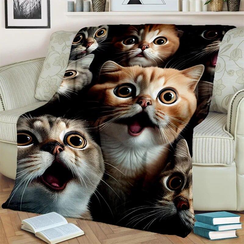 Roztomilá kočka kaliko, kočka Garfield, perská kočka, kreslená deka Ragdoll, měkká deka pro domácí ložnici přikrývka na pohovku pro děti