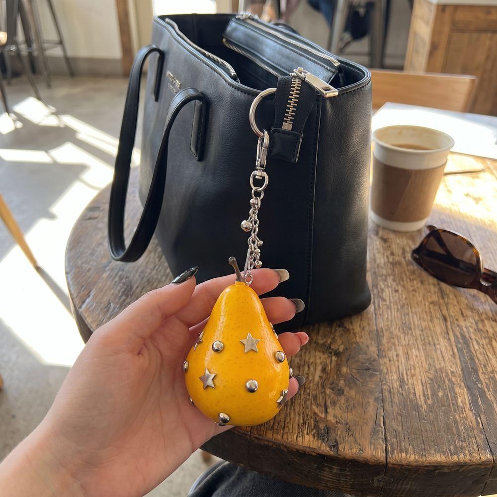 Lolita Simulation Fruit Keychain Y2K Pu Fruits Bag Pendant Star Rivet Bag Charm Key Ring