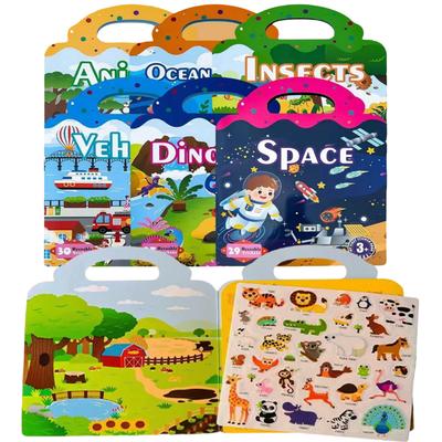 New Children'S Jelly Sticker Book Diy Hands-On Puzzle Toy Magic Book Portable Educational Fun For Babies Repeat Sticker Activity