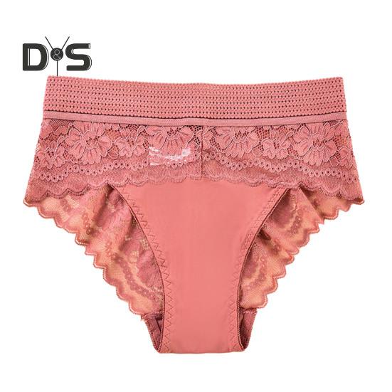 Women Underpants High Waist Hollow Out Lace Soft Breathable Anti Septic Stretchy Moisture Wicking Flower Embroidery Mesh Lady Panties Briefs