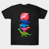 Men Black Print T-shirt Colourful Dinosaurs No-Cut Transfer Paper Print Cotton Tshirt