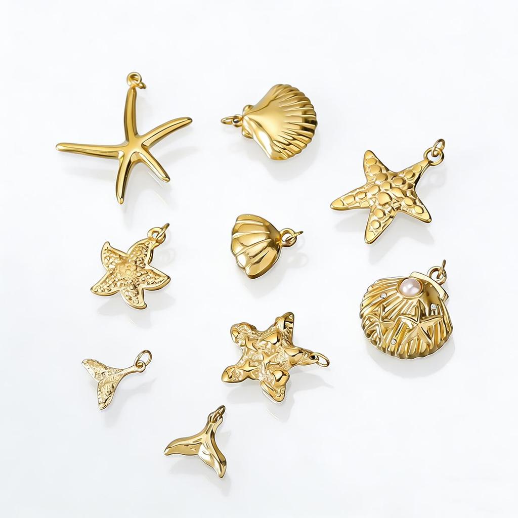 Ocean Series Pendant Bracelet Necklace: Starfish & Whale Tail DIY Jewelry