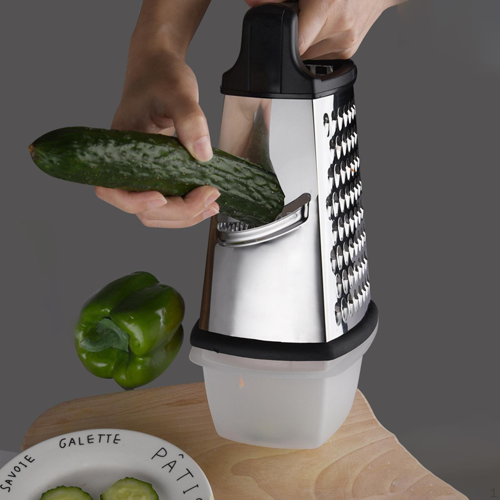 

Cheese Grater with Container Handle Sturdy Multipurpose Kitchen Tool, 4 Sided Boxed for