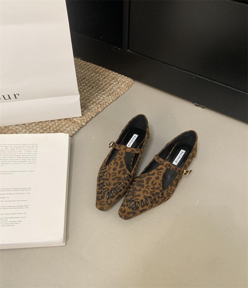 

Ретро леопардовый принт дизайнерский нишевые вечерние туфли-лодочки женские 2025 весна и осень новые с юбкой британские туфли Мэри Джейн 39 цветной печати леопарда