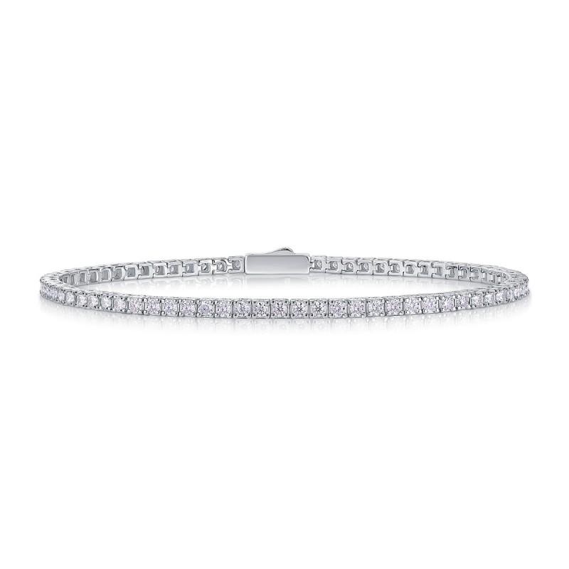 Sterling Tennis Bracelet With D-Color Moissanite Stones Lightweight Luxury Stackable Chain Women Adjustable