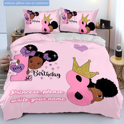 Happy18Thbirthdaygirl Customize Your Name Duvet Coversoftbedding Set For Bedroom Guest Room And Dorm Decoration Threepiece Set Includes 1 Duvet Cover
