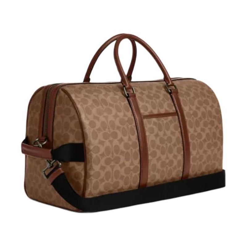 COACH PEANUTS joint model Signature 45 Ventura brand logo coated canvas and leather Boston bag shoulder crossbody hand travel bag women's tan