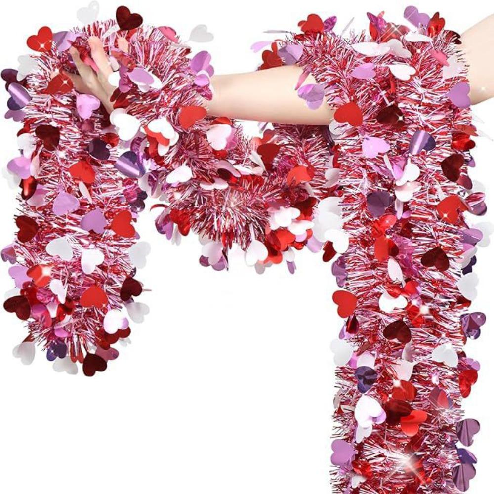 

DIY Valentines Garland 2M Hanging Decor Dense Heart Tinsel Garland Home Decoration червоний/білий