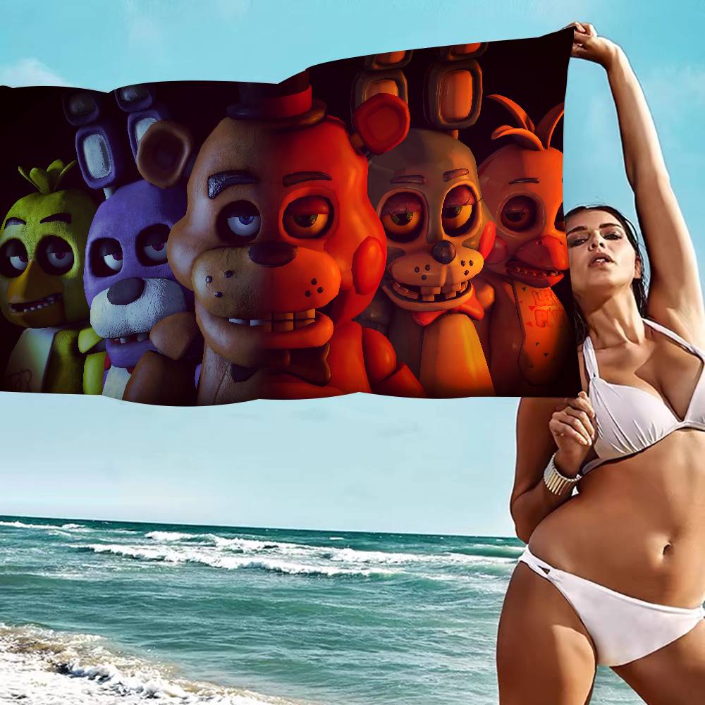 Klassisches F-FNAF Horror-Spiel Mikrofaser Bedrucktes Strandtuch Bergsteigen Yoga Strand Schwimmen Laufen Saugfähiges Weiches Handtuch