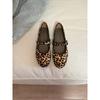 Sheepskin version~ Super soft-soled leather leopard print Mary Jane shoes women's single shoes ballet flat shoes one-word buckle belt ladyshoes