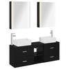 Bathroom Furniture Set 5 Pcs Black Oak Engineered Wood and Glass