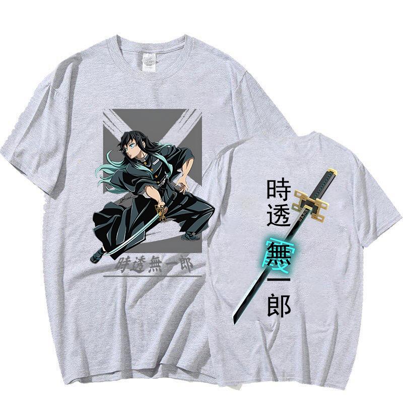 New Anime Tokitou Muichirou Print Short Sleeve T Shirts Women's Men's Crew Neck T-shirts Summer Comfy Soft Tees Tops