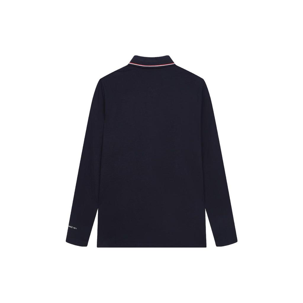 FILA Letter Logo Printed Knit Long Sleeve Polo Shirt Men tops Legendary-Blue F11M331202ANV