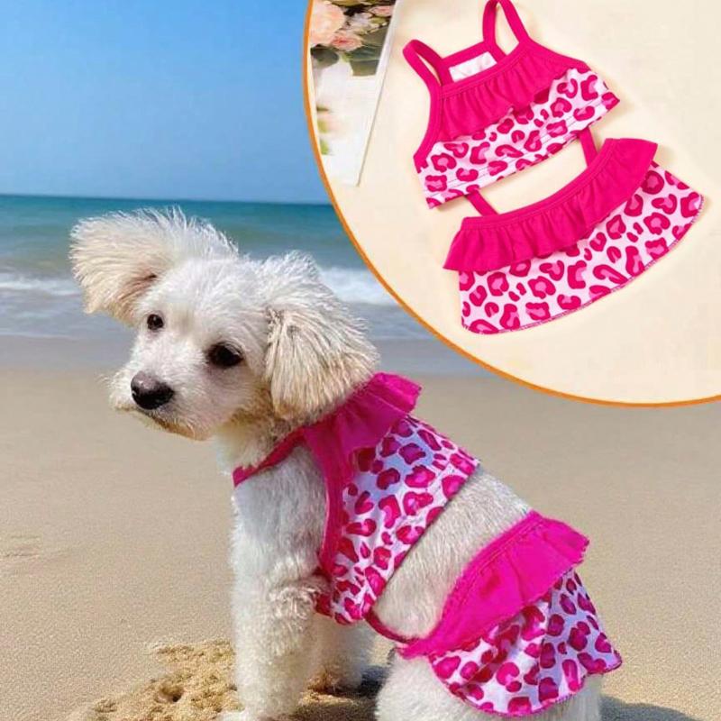 Pet Dog Apparel: Camisole Lace Printed Dress for Daily Wear & Outdoor Photoshoots;Cute Small Dog Outdoor Going-Out Dresses - Summer Outfit