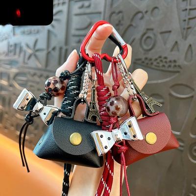 Kreative Lederhandtasche Eiffelturm Schlüsselanhänger Exquisites niedliches Taschenanhänger Auto Schlüsselanhänger Kleines Geschenk Großhandel
