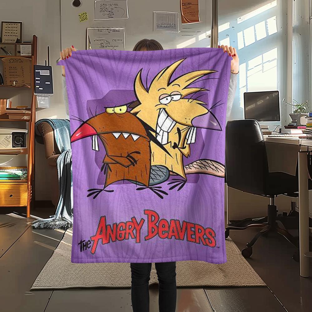 1PC The Angry Beavers Print Flannel Blanket, High quality Comfortable for All Seasons, Home Decor, Warmth and Comfort, Perfect for Christmas Gifts205