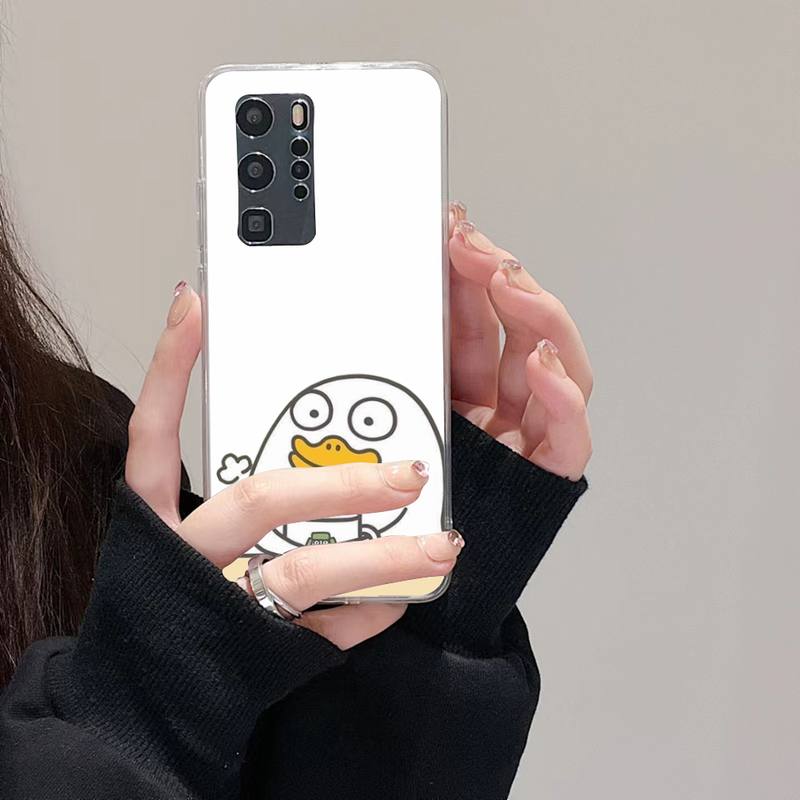 Cartoon Duck Phone Case For Huawei Mate P10 P20 P30 P40 P50 Smart Z Honor 50 60 70 Pro Lite Transparent Case