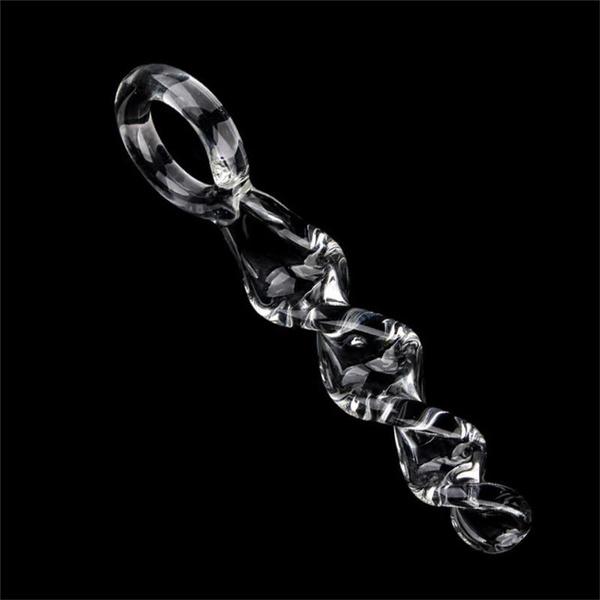 Spiral Glass Crystal Beads Anal Plug Wand