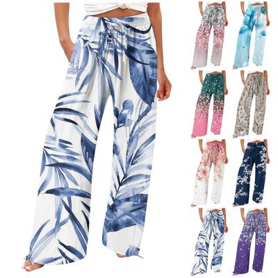 Pants For Women Flowy Summer High Waisted Wide Leg Print Pant Casual Pants