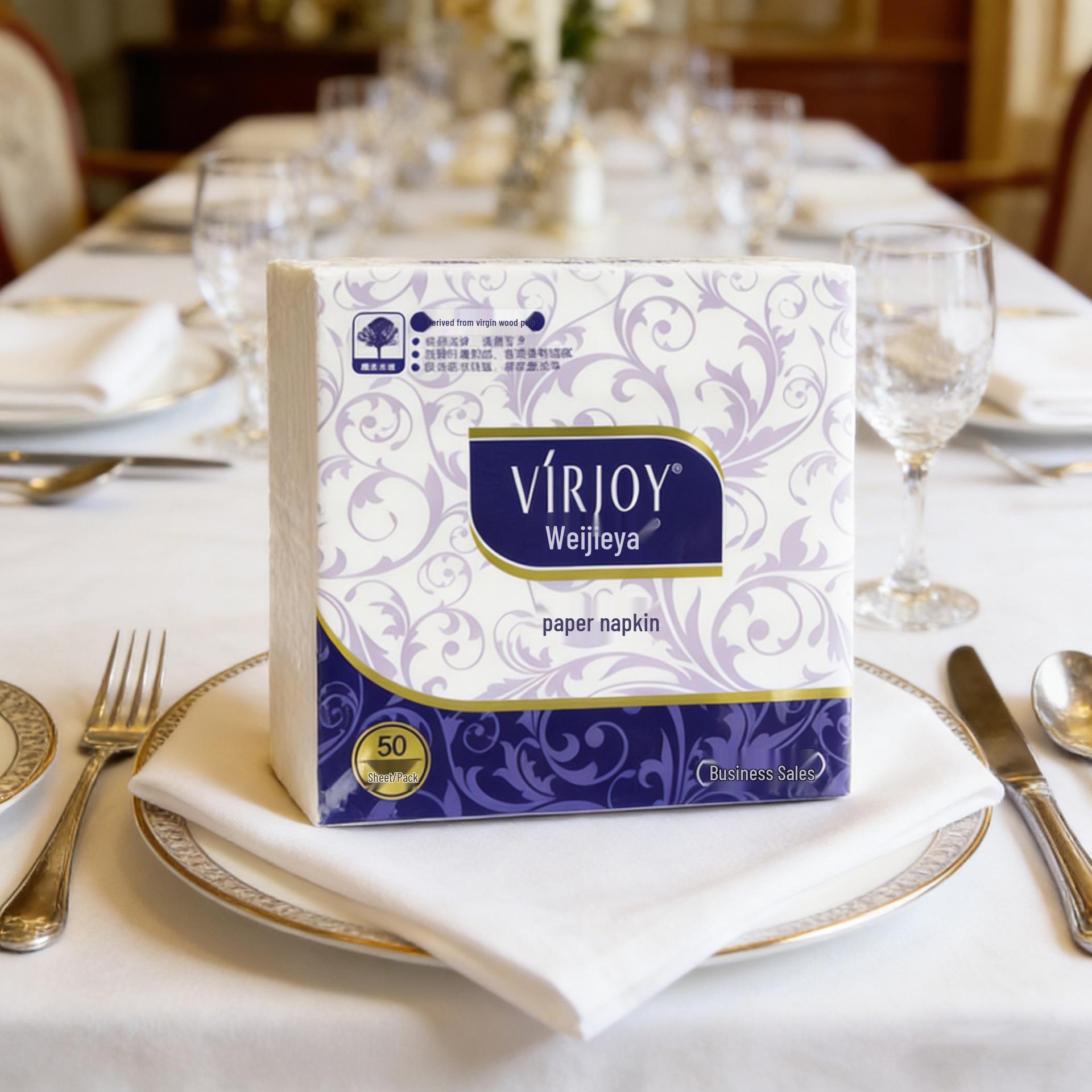 Weijieya E700A Large 40cm Double-Layer Napkin for Dining and Family Banquets, 50 Sheets