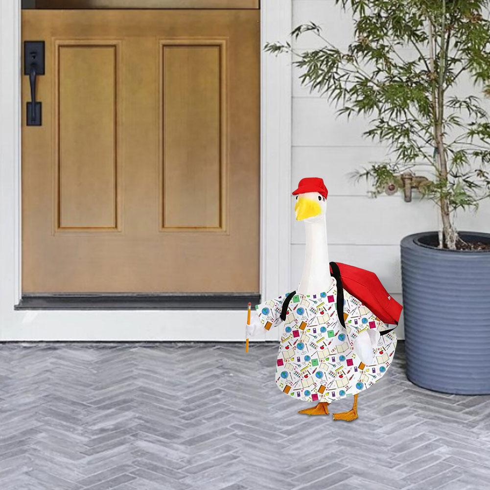Back To School Porch Goose Outfits with Schoolbag Goose Clothes Cute Goose Costume for Indoor Outdoor Patio Yard Lawn Art Decor
