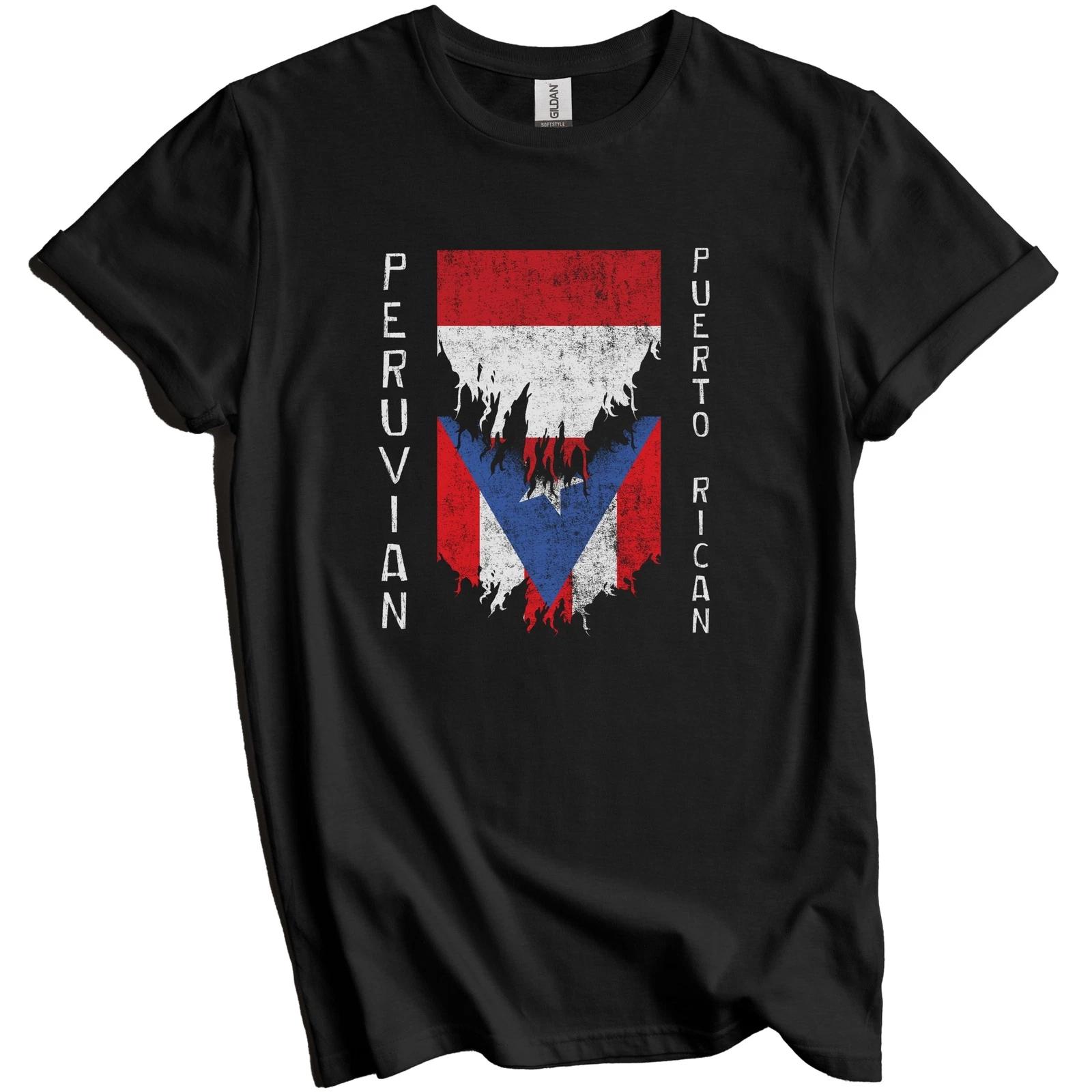 Peruvian Puerto Rican Flags Ripped Torn Peru Puerto Rico T-Shirt 4XL