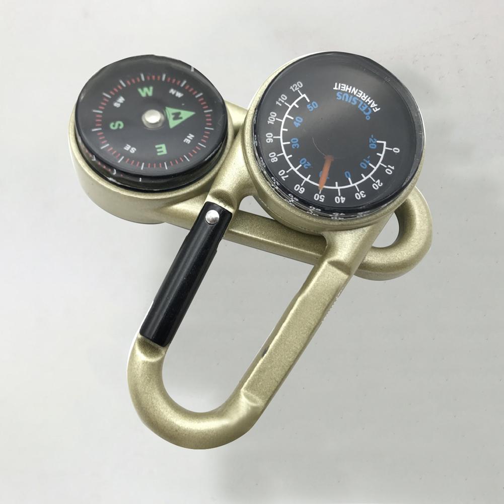 Outdoor Multifunctional Mini Mountain Climbing Buckle Carabiner with Thermometer Compass