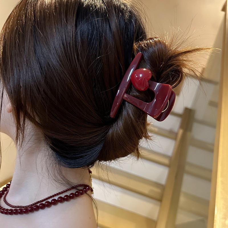 Korean Angora Red Heart Women's Medium Shark Claw Hair Clip