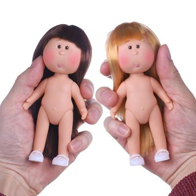 Verkleide 14cm Bohnenauge Vinylpuppe Lockiges Haar Actionfigur Körper Mia Kartoffelpuppen Puppenzubehör
