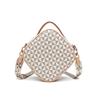 Women's Bag Personalized Rhombus Printing Broadband Shoulder Crossbody White Chest Bag with Pendant Round Change Bag