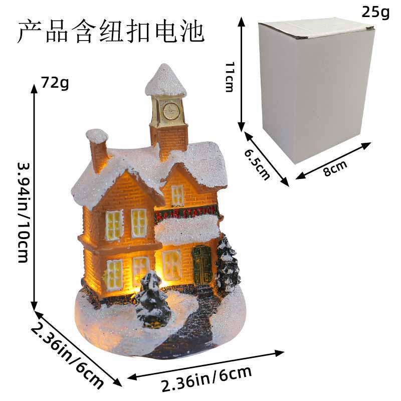 Jingchen new Christmas decorations resin hut colorful luminous house tabletop ornament