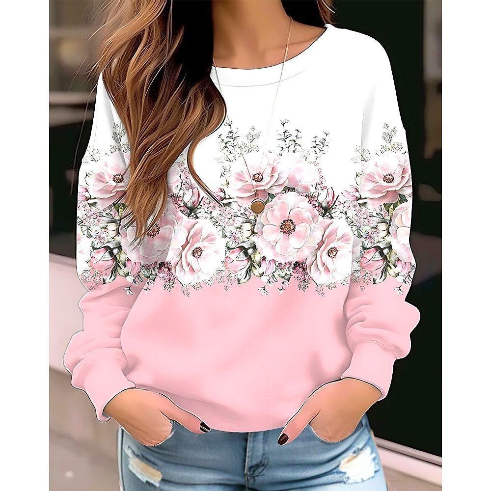 

Осенние и зимние новинки европейских и американских женских толстовок, спортивной одежды, одежды с длинными рукавами с цветочным принтом на 3D-принтере 6XL