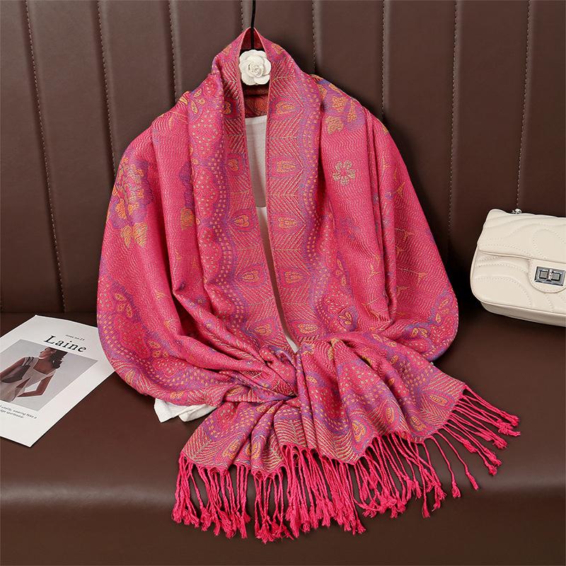 Paisley Pashmina Shawl Scarf Women Jacquard Cashew Printed Scarves Flowers Borders Female Tassel Blanket Wraps Ethnic Shawls