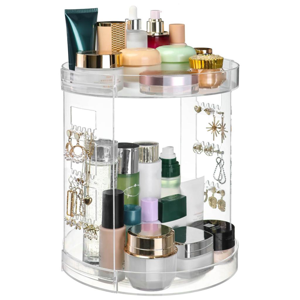 Elegant Makeup Storage Rack 360 Rotating Organizer with Multiple Layers for Cosmetics Beauty Products Display Stand