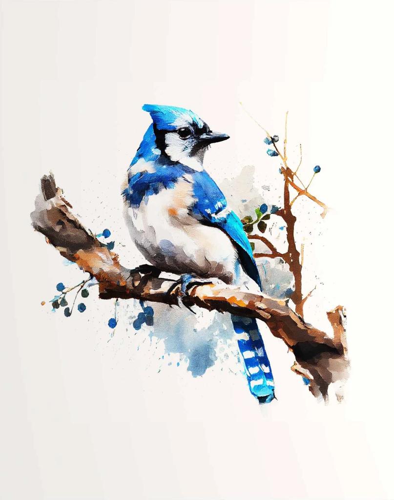 Vögel auf Ästen Aquarellposter Stieglitz Kolibri Krähe Tukan Leinwandgemälde Wandkunst Bild Heimdekor