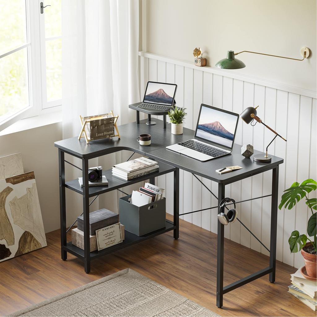 CubiCubi Computer PC Width Gaming Work Desk with Corner Study Work from Easy To Left Width Computer Gaming Work Monitor Corner Desk with Stand Office