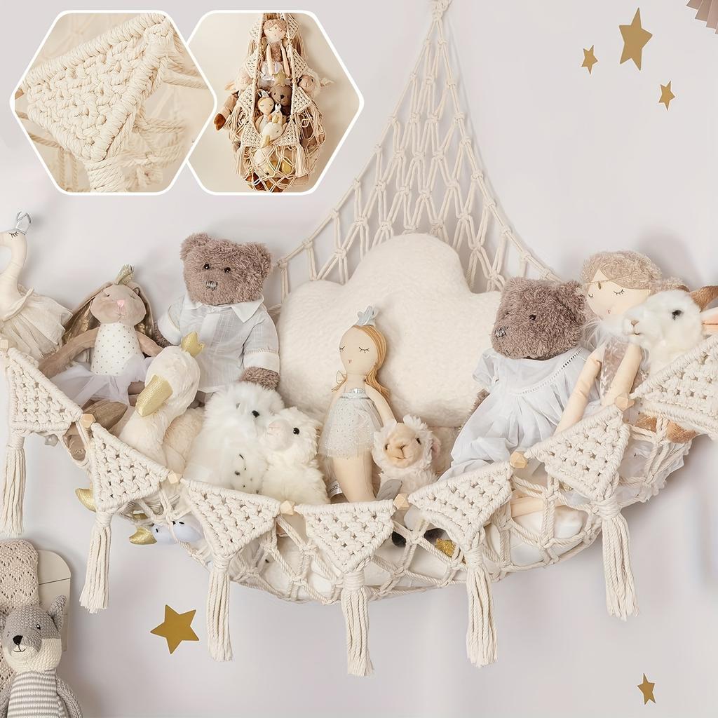 Stuffed Animal Toy Storage Hammock - Doll Stuff Animals Organizer Decorations - Cute Hanging Plushie Net Bedroom Room Decor