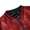 Men Sequin Jacket Stand Collar Shiny Long Sleeves Slim Fit Zipper Closure Cardigan Mid Length Stage Show Dance Performance Coat