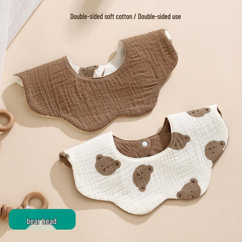 Korean Style 360° Waterproof Baby Bibs - Double-Sided Pure Cotton Gauze