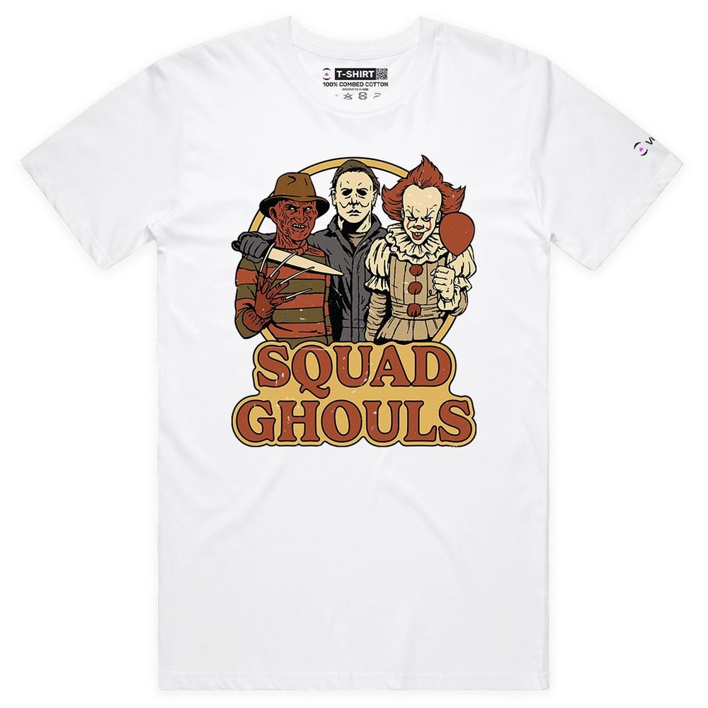 VOICEART Squad Ghouls Funny Graphic Halloween Premium T-Shirt for Holidays S