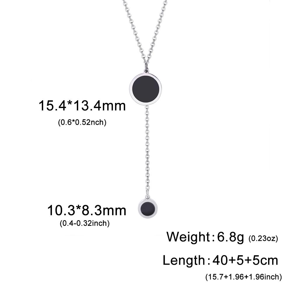 Fashion Black Round Pendant Necklace for Women Double Layer Stainless Steel Necklaces Geometric Trendy Aesthetic Jewelry