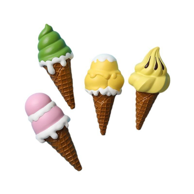 Cute Refrigerator with Magnetic Suction Stickers Refrigerator Decoration Cartoon Ins Ice Cream Animal Teddy Bear