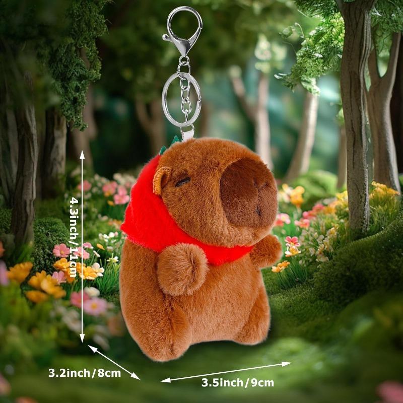 4 Pack Capybara Keychain Plush, Capybara Stuffed Animal Toys with Clothes Accessories,Valentine's Day Gifts for Kids