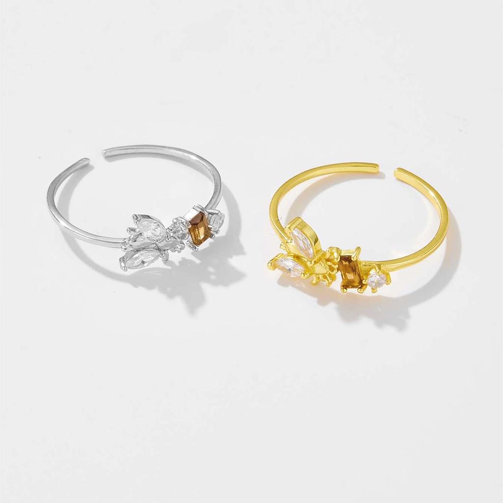 ANDYWEN 925 Sterling Silber Bienen verstellbarer Ring Damenschmuck Tierlicht Schmuck für Hochzeit Party Schmuck