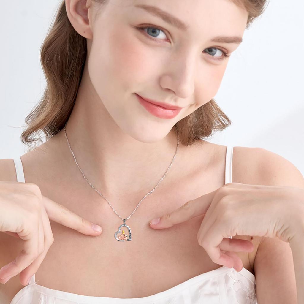 [YFN] Capybara Necklace for Women, 925 Sterling Silver, Capybara Pendant, Capybara Birthday Necklace, Capybara Accessory, Capybara Gift for Her