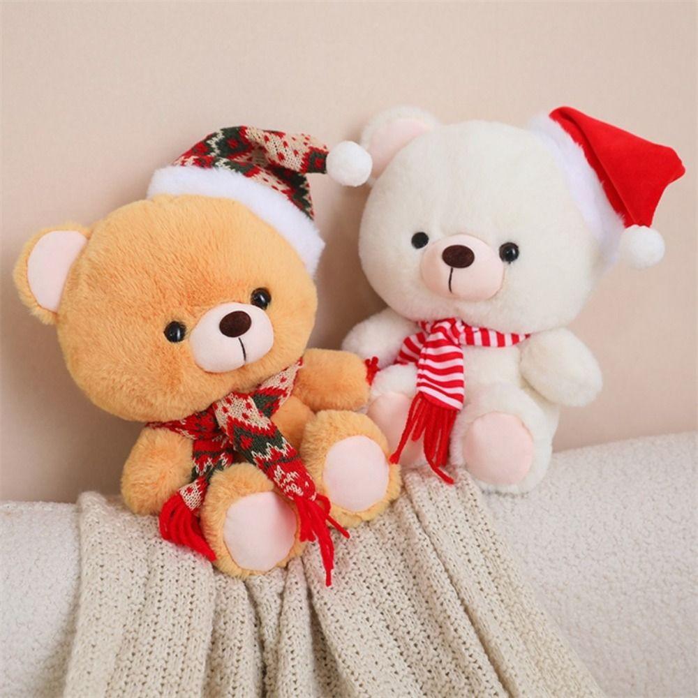 

Wear Christmas Hat Christmas Series Plush Toys New Year Bear Plushies Doll Birthday Gifts темно-коричневого