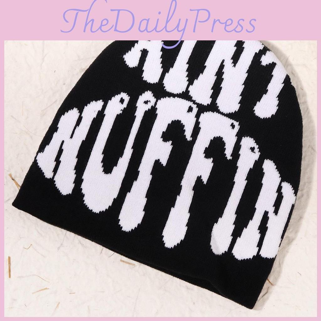 Double Fashion Sided Knitted Hat With Letter Embroidery Design For Season Cold