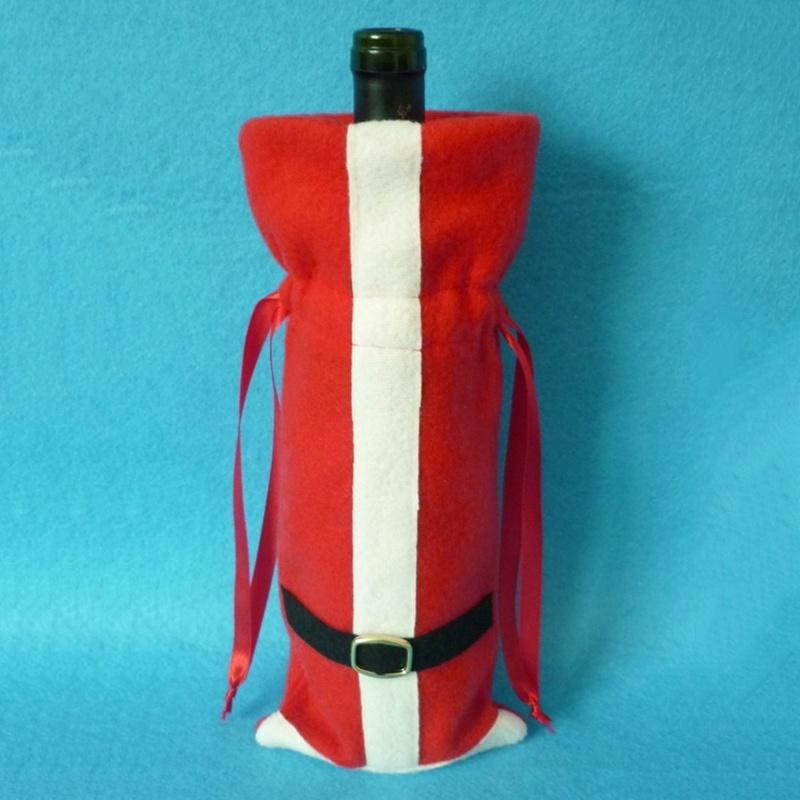 Red Wine Bottle Cover Bags Christmas Dinner Table Decoration Home Party Decors Santa Claus Christmas Bags Gift  Santa Sacks