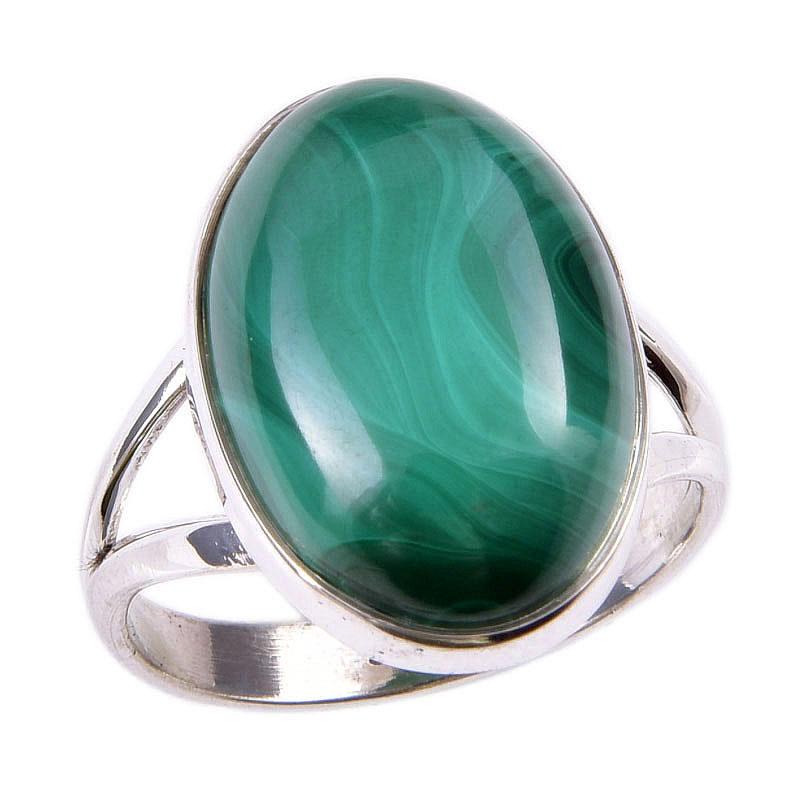 Natural Malachite Gemstone 925 Solid Sterling Silver Jewelry Ring Size 8 a7B59